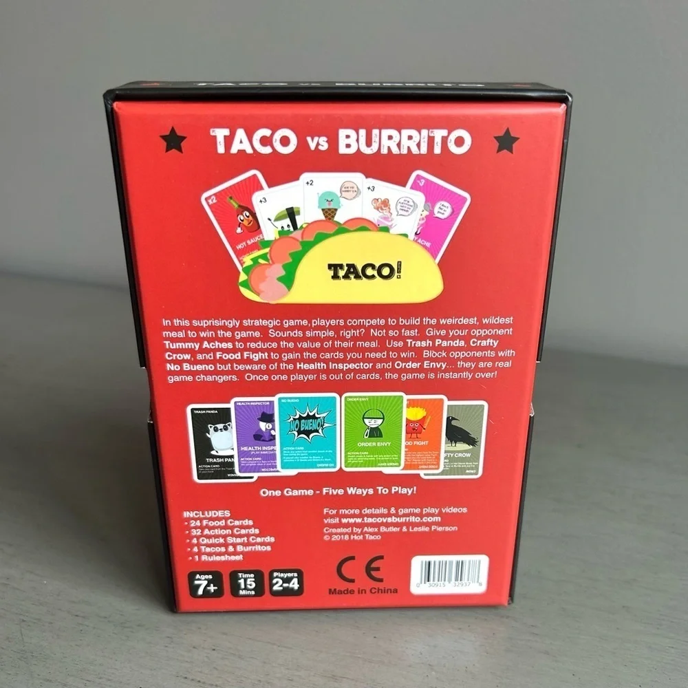 Taco vs Burrito Strategic Card Game Family Age 6+, 2-4 Players, 15 Min Play